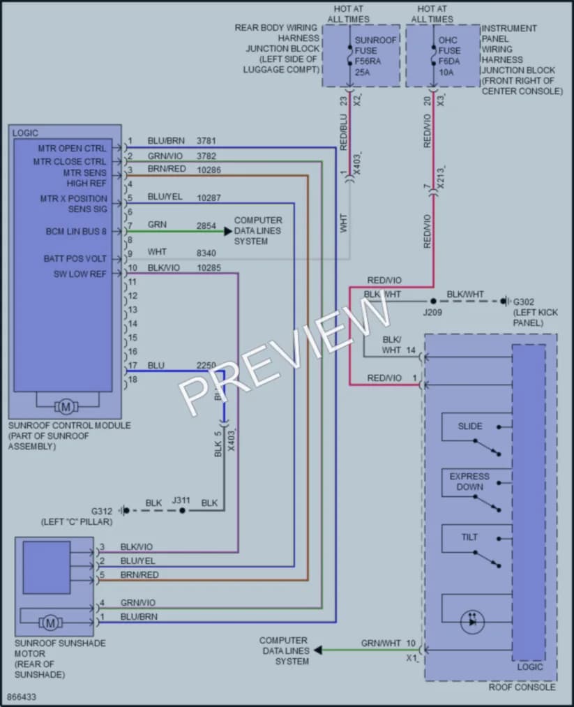2024 Chevrolet Traverse Power Top Sunroof wiring diagram preview