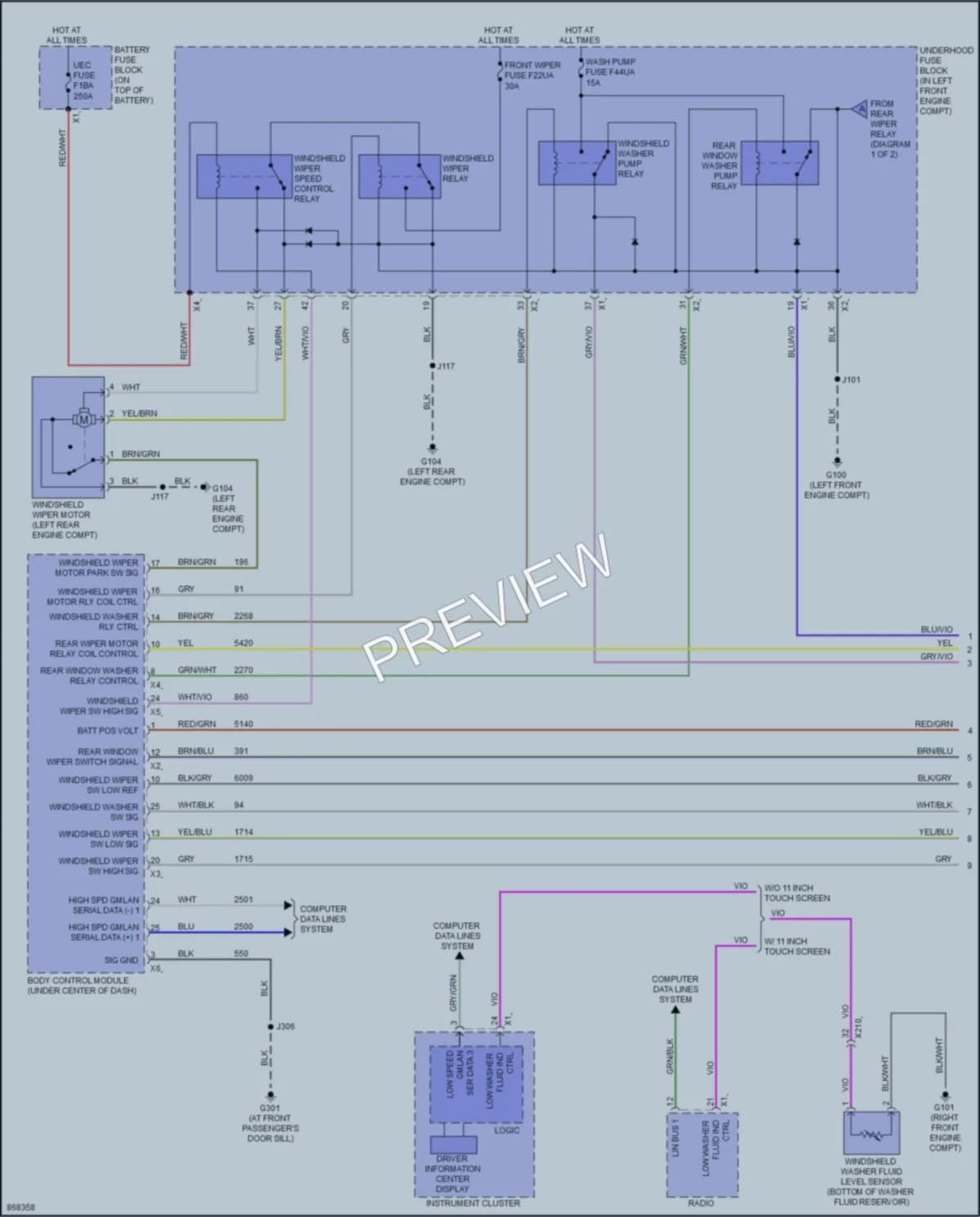 2024 Chevrolet Trax Wiper Washer wiring diagram preview