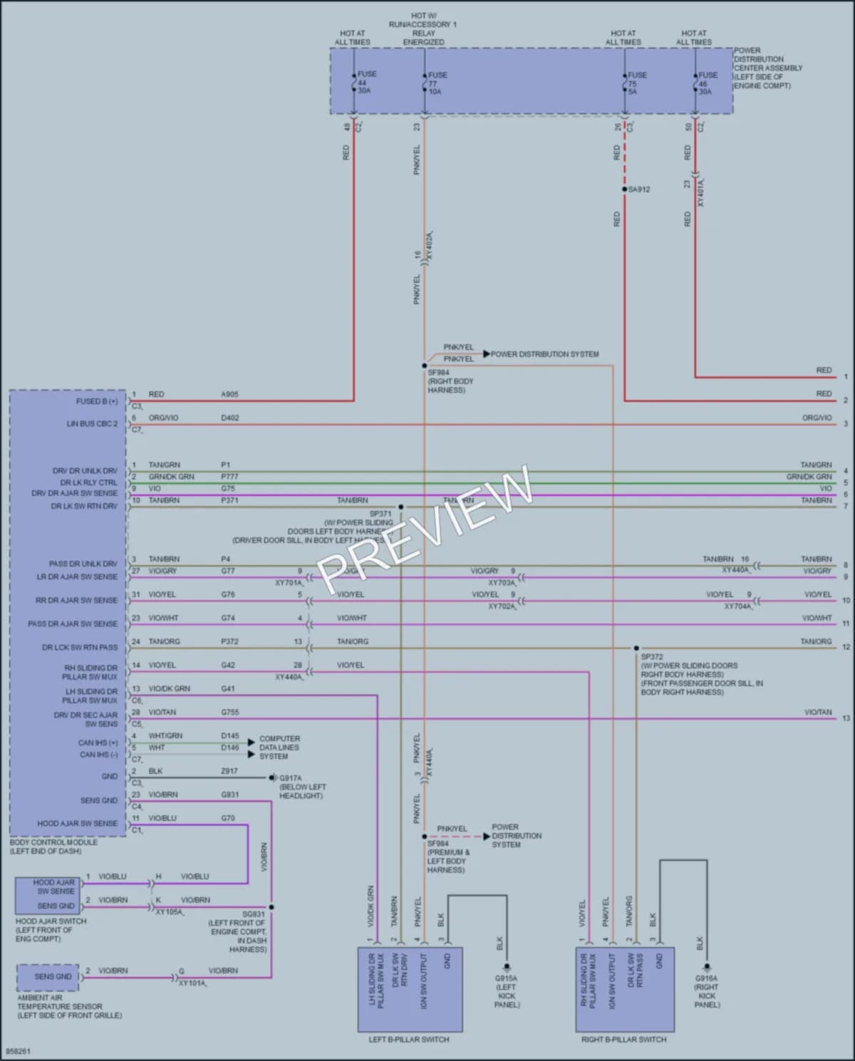 2024 Chrysler PacificaHybrid Power Door Locks wiring diagram preview