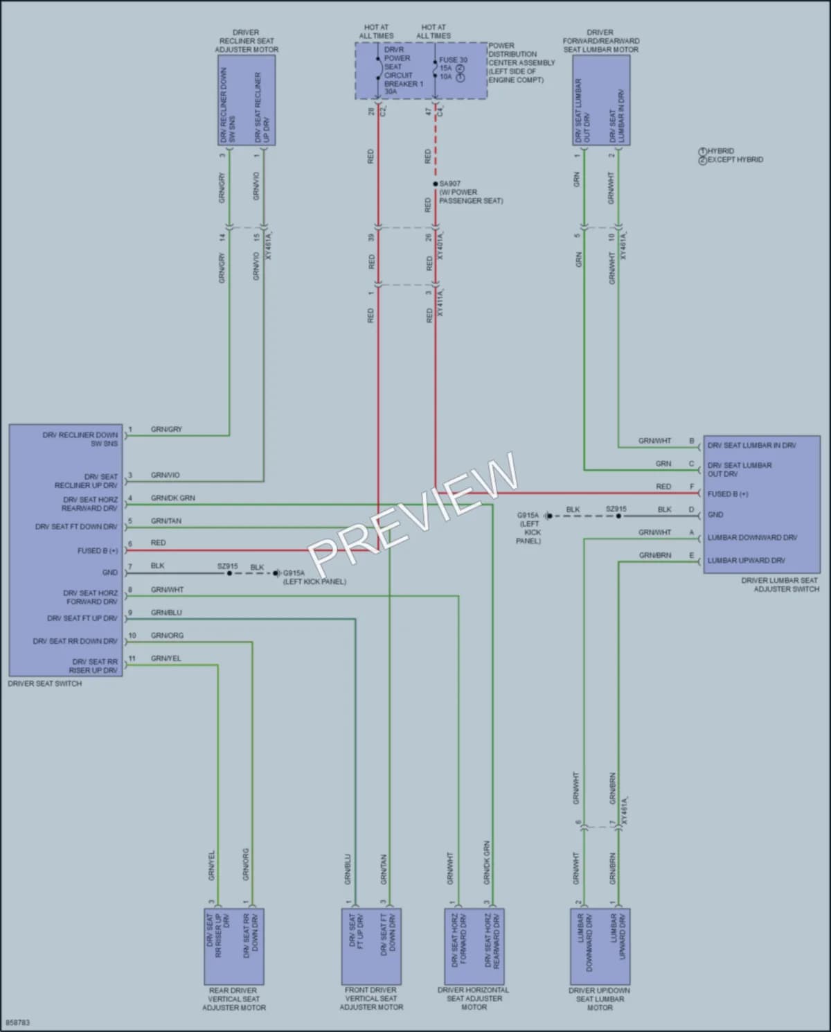 2024 Chrysler PacificaHybrid Power Seats wiring diagram preview