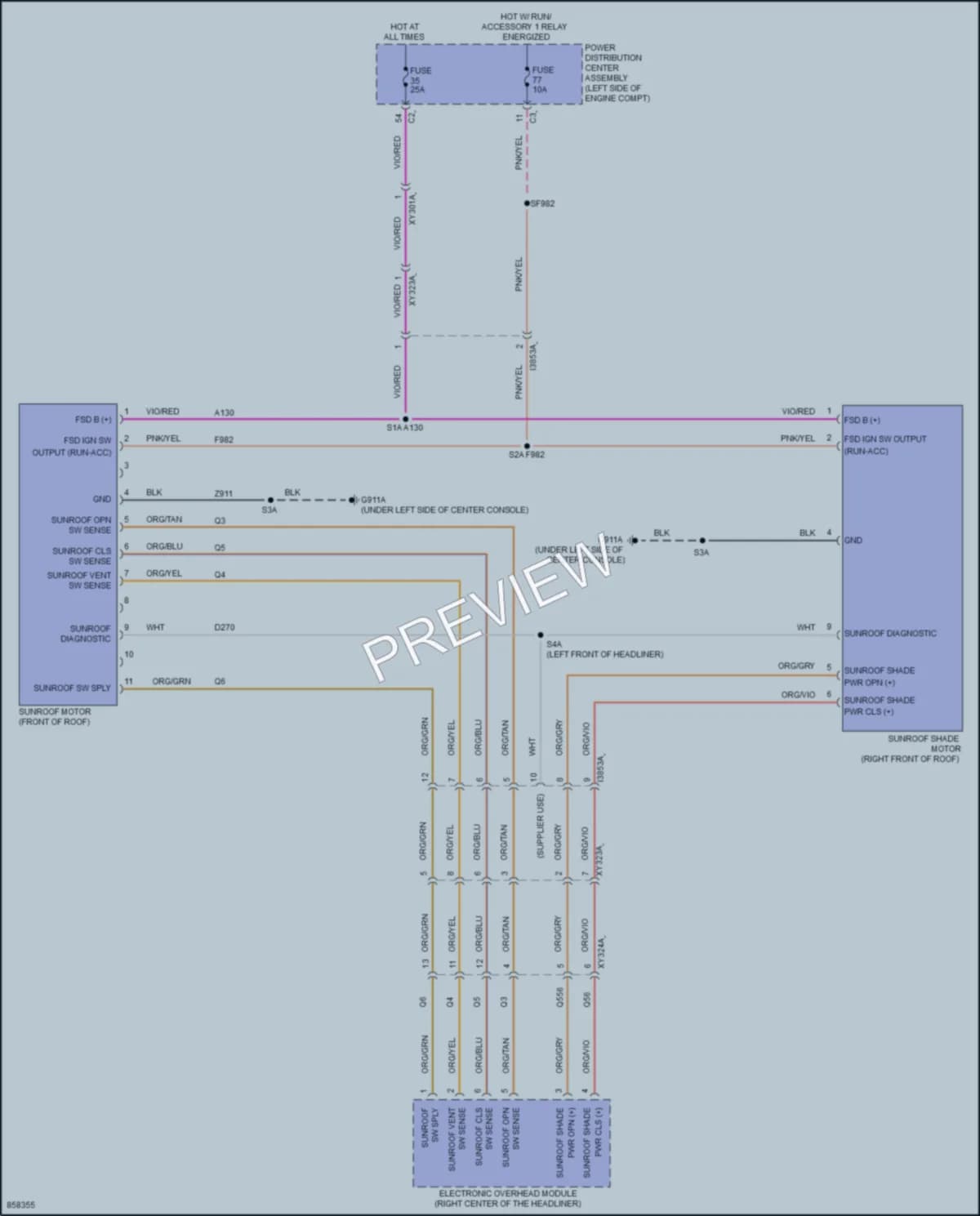 2024 Chrysler PacificaHybrid Power Top Sunroof wiring diagram preview
