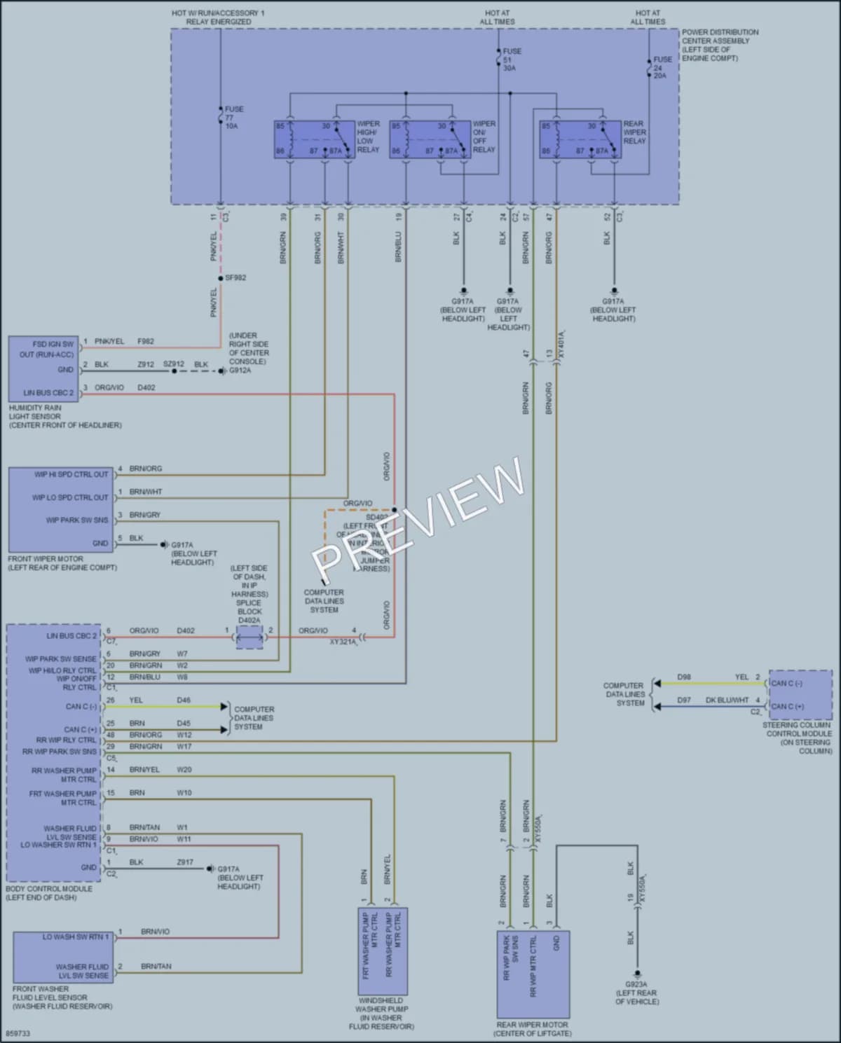 2024 Chrysler PacificaHybrid Wiper Washer wiring diagram preview