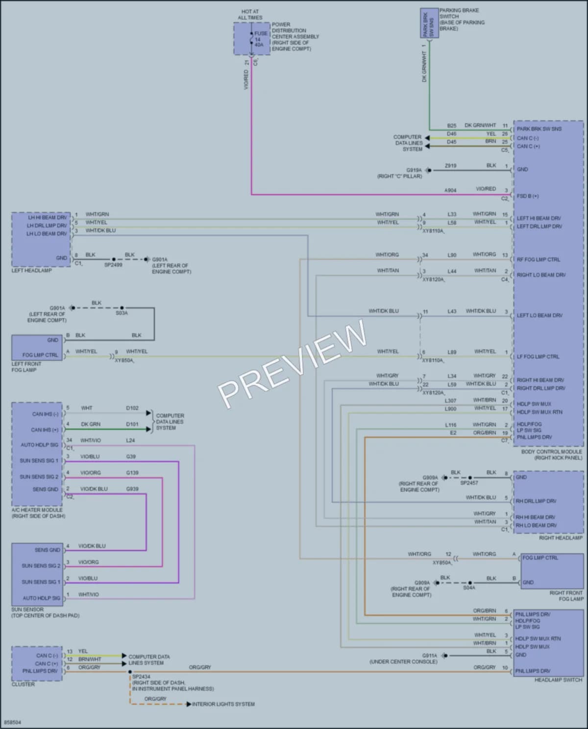 2024 Dodge Durango Headlights wiring diagram preview