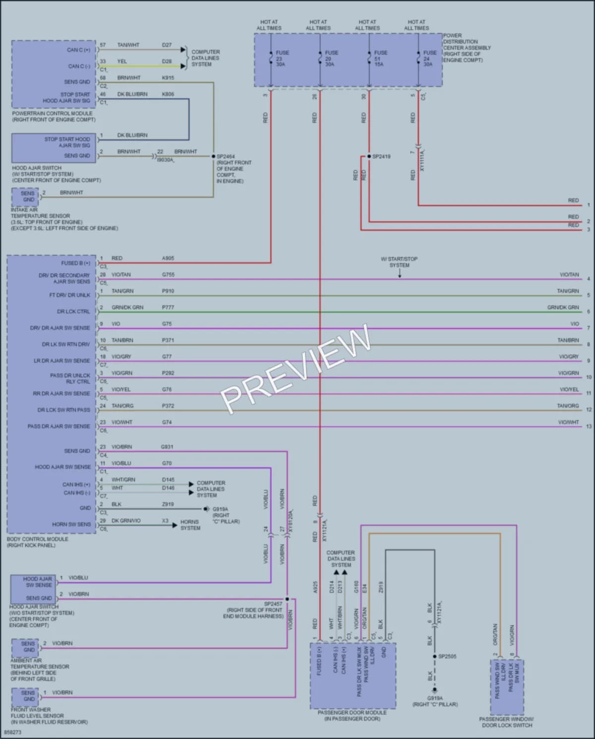 2024 Dodge Durango Power Door Locks wiring diagram preview