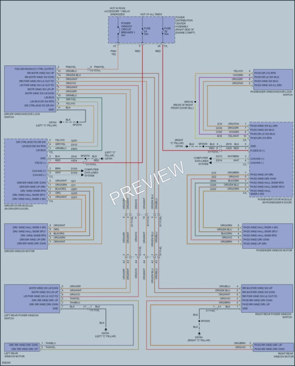 2024 Dodge Durango Power Windows wiring diagram preview