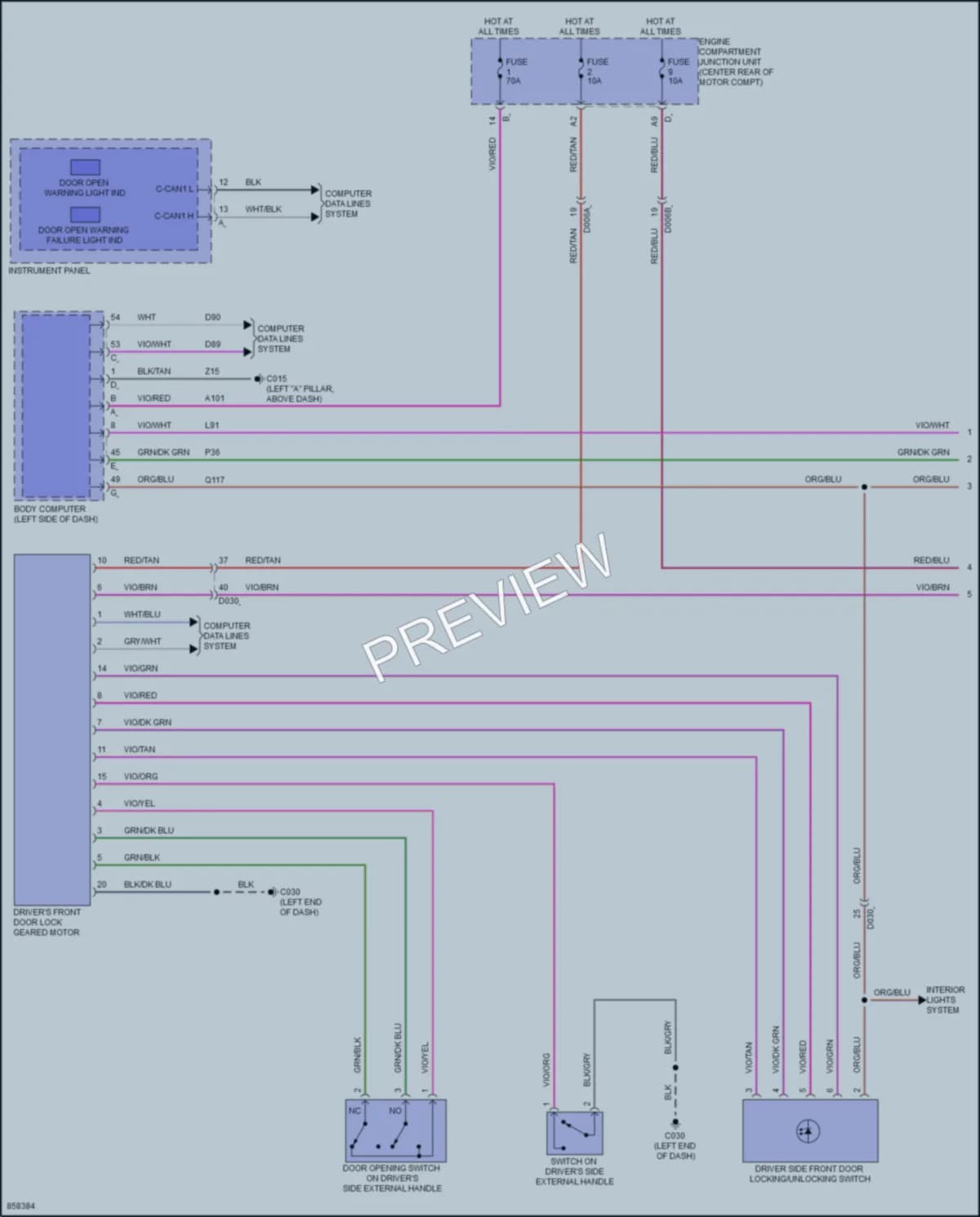 2024 Fiat 500e Power Door Locks wiring diagram preview
