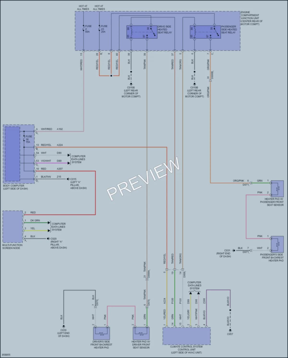 2024 Fiat 500e Power Seats wiring diagram preview