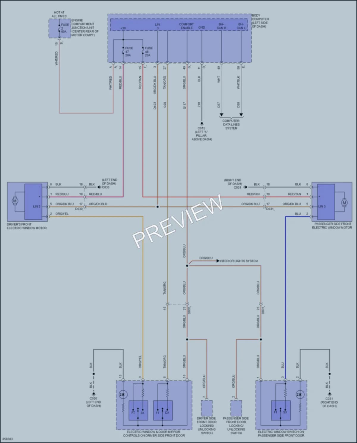 2024 Fiat 500e Power Windows wiring diagram preview