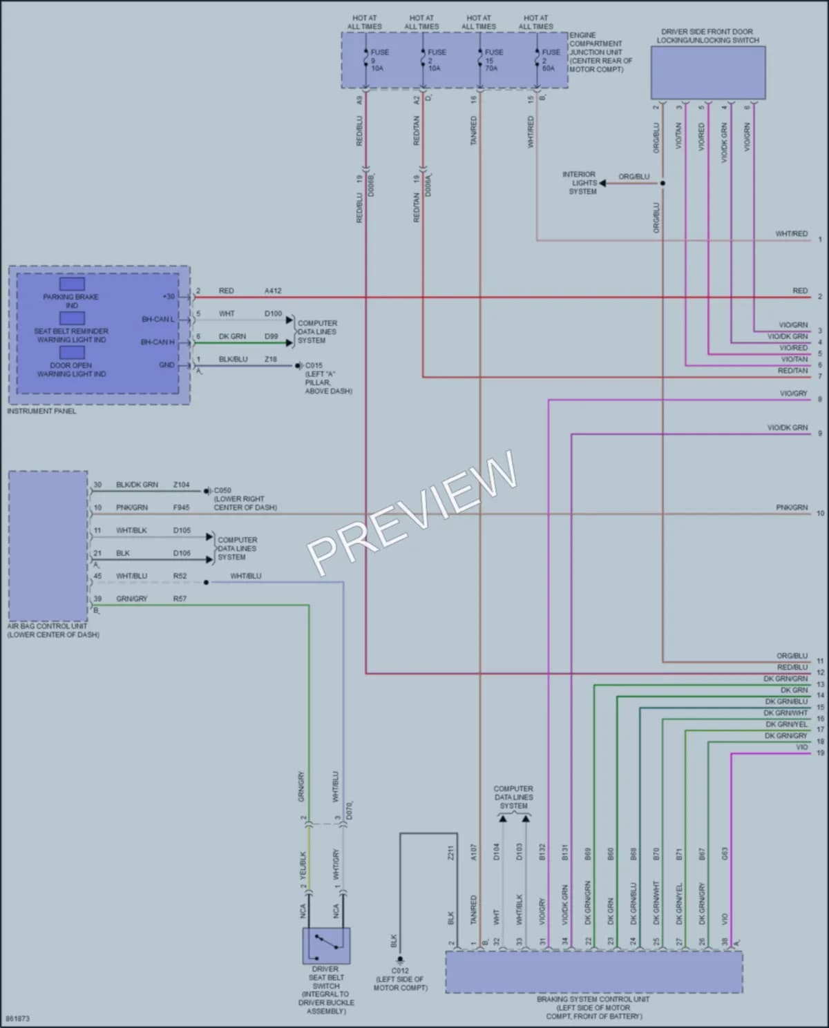 2024 Fiat 500e Warning Systems wiring diagram preview