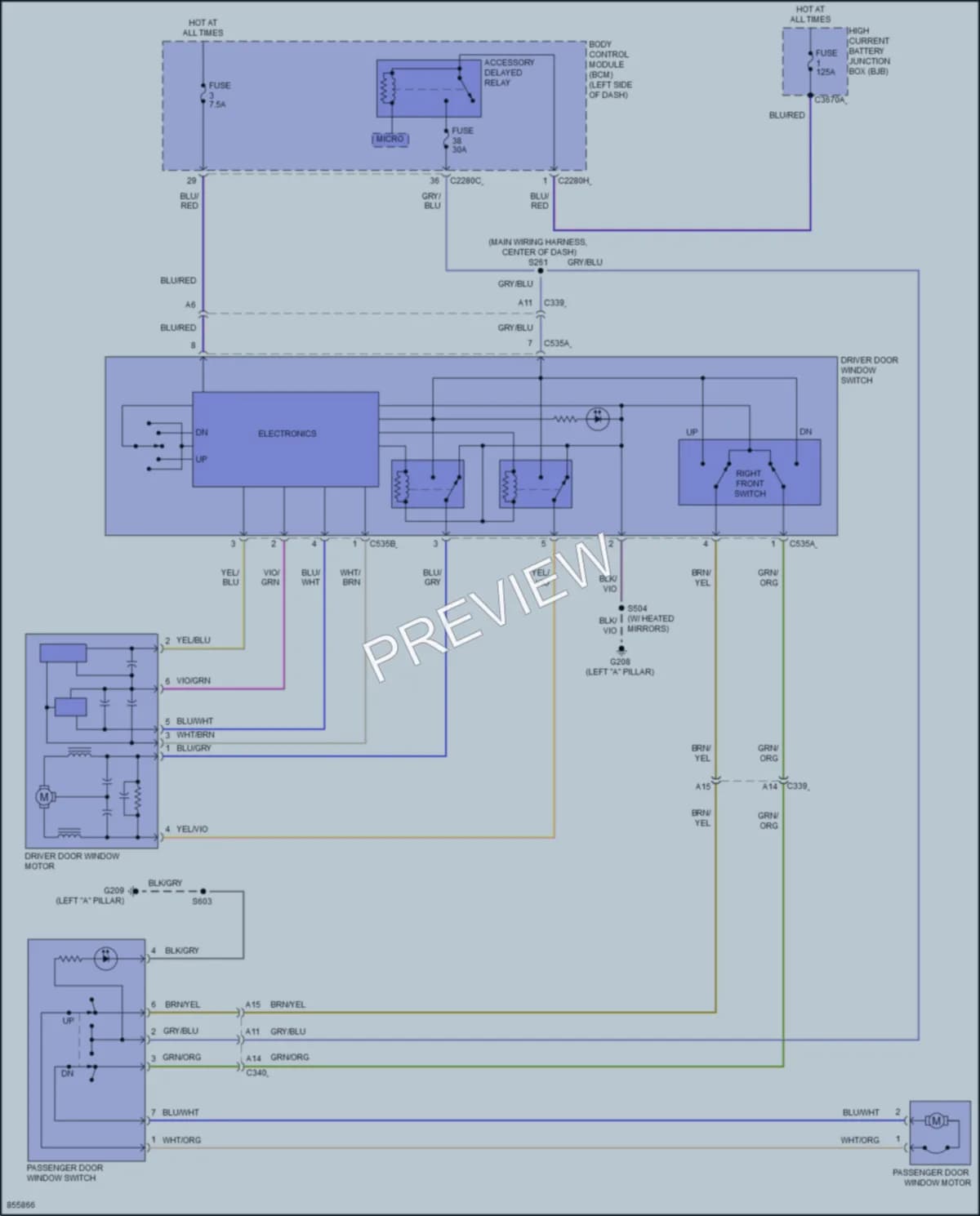 2024 Ford 150Transit Power Windows wiring diagram preview