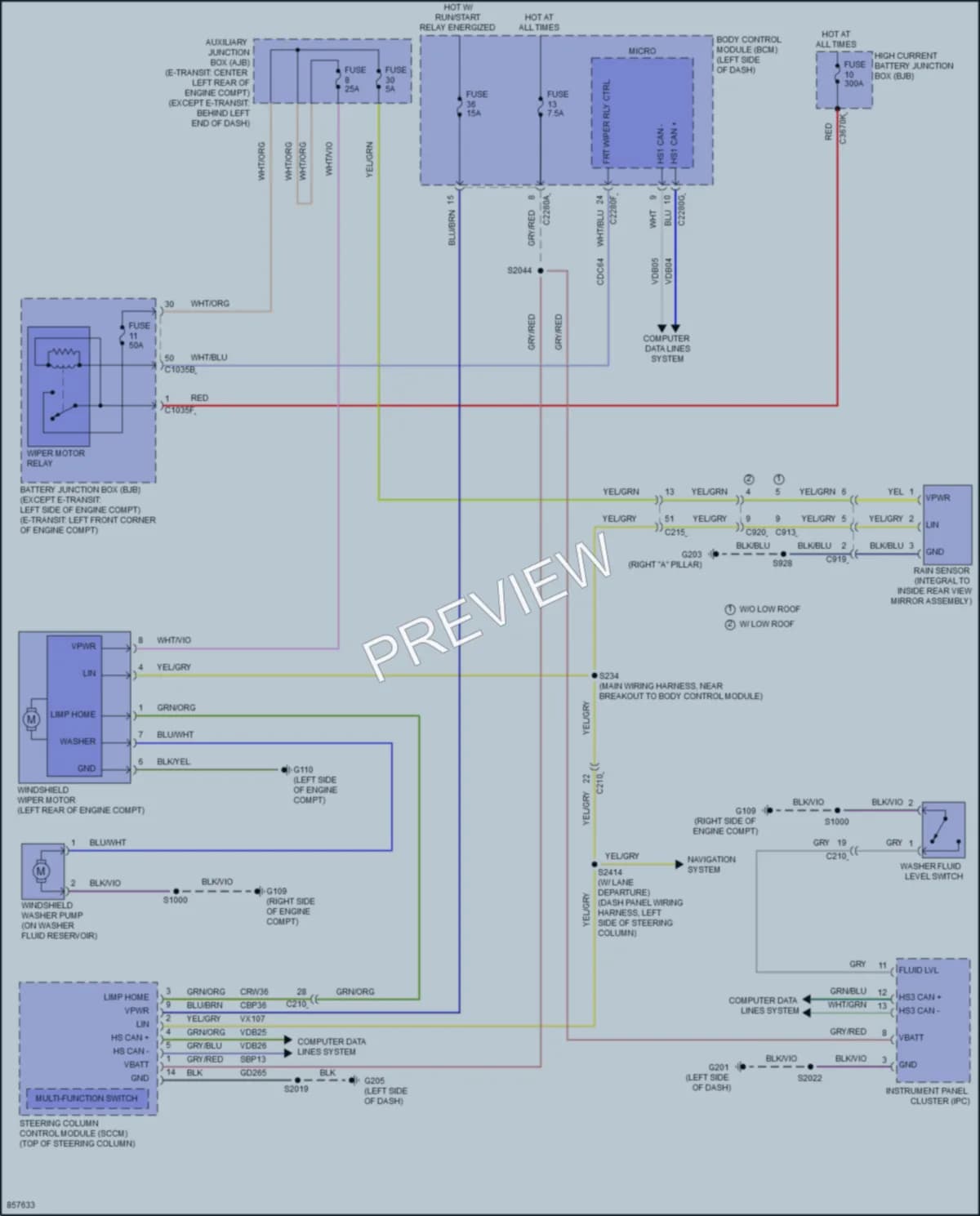 2024 Ford 150Transit Wiper Washer wiring diagram preview