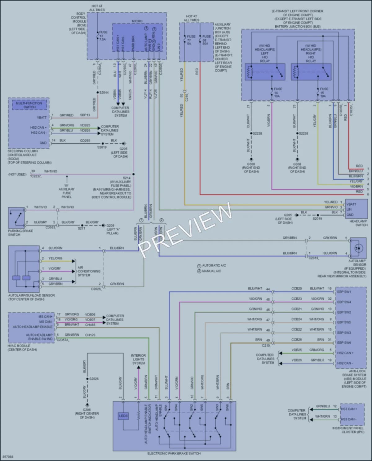 2024 Ford 250Transit Headlights wiring diagram preview