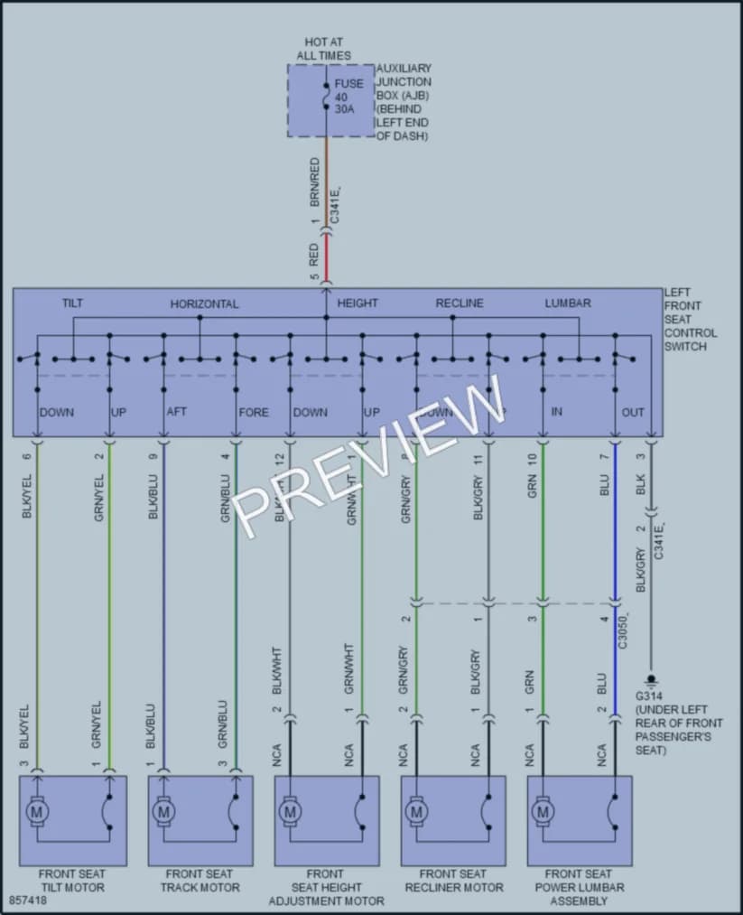 2024 Ford 250Transit Power Seats wiring diagram preview