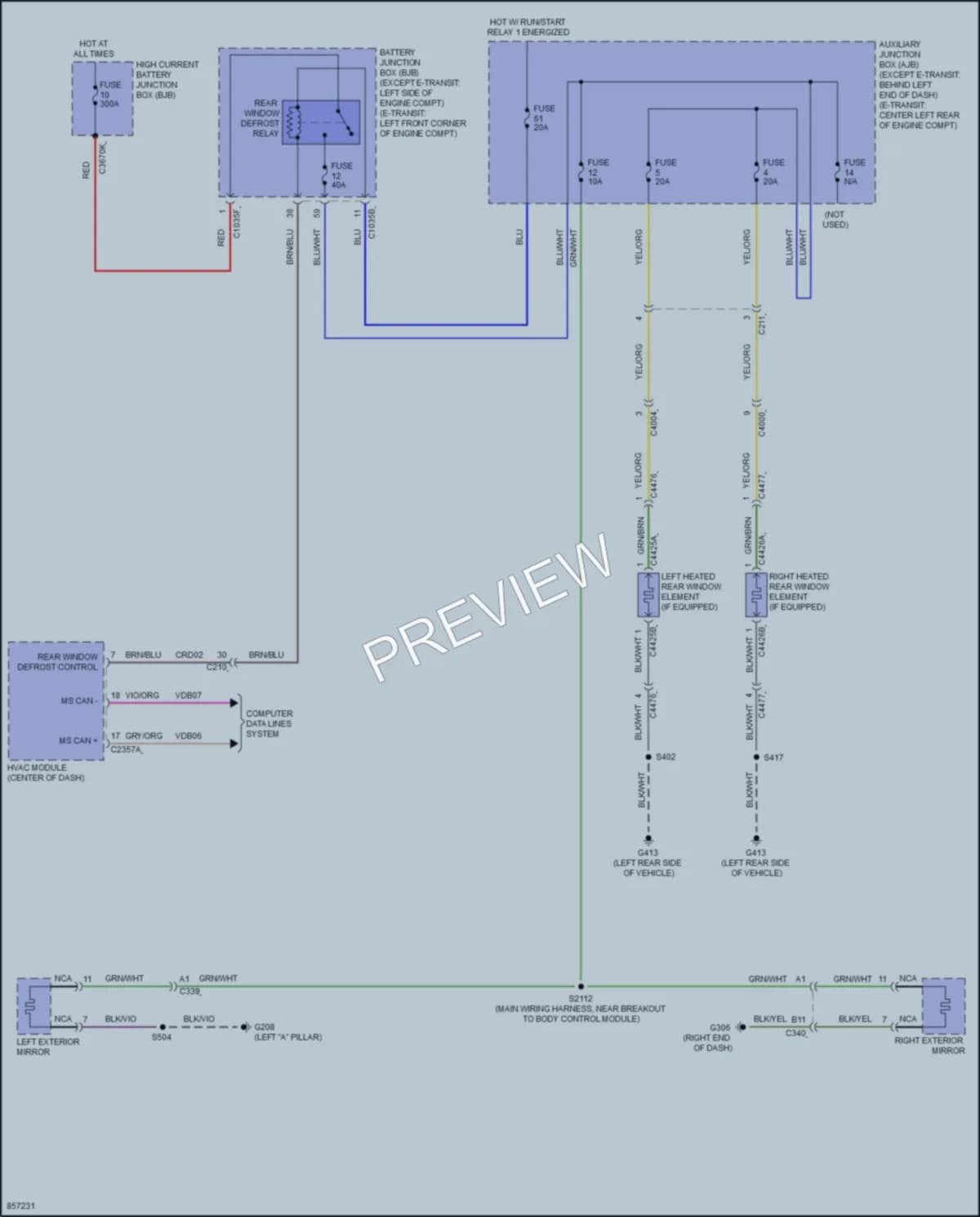 2024 Ford 350Transit Defoggers wiring diagram preview