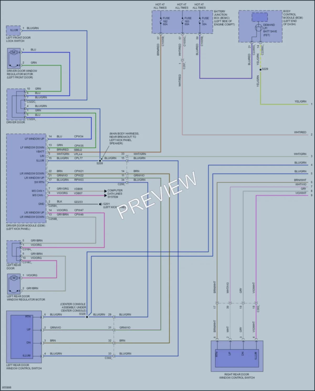 2024 Ford Bronco Power Windows wiring diagram preview