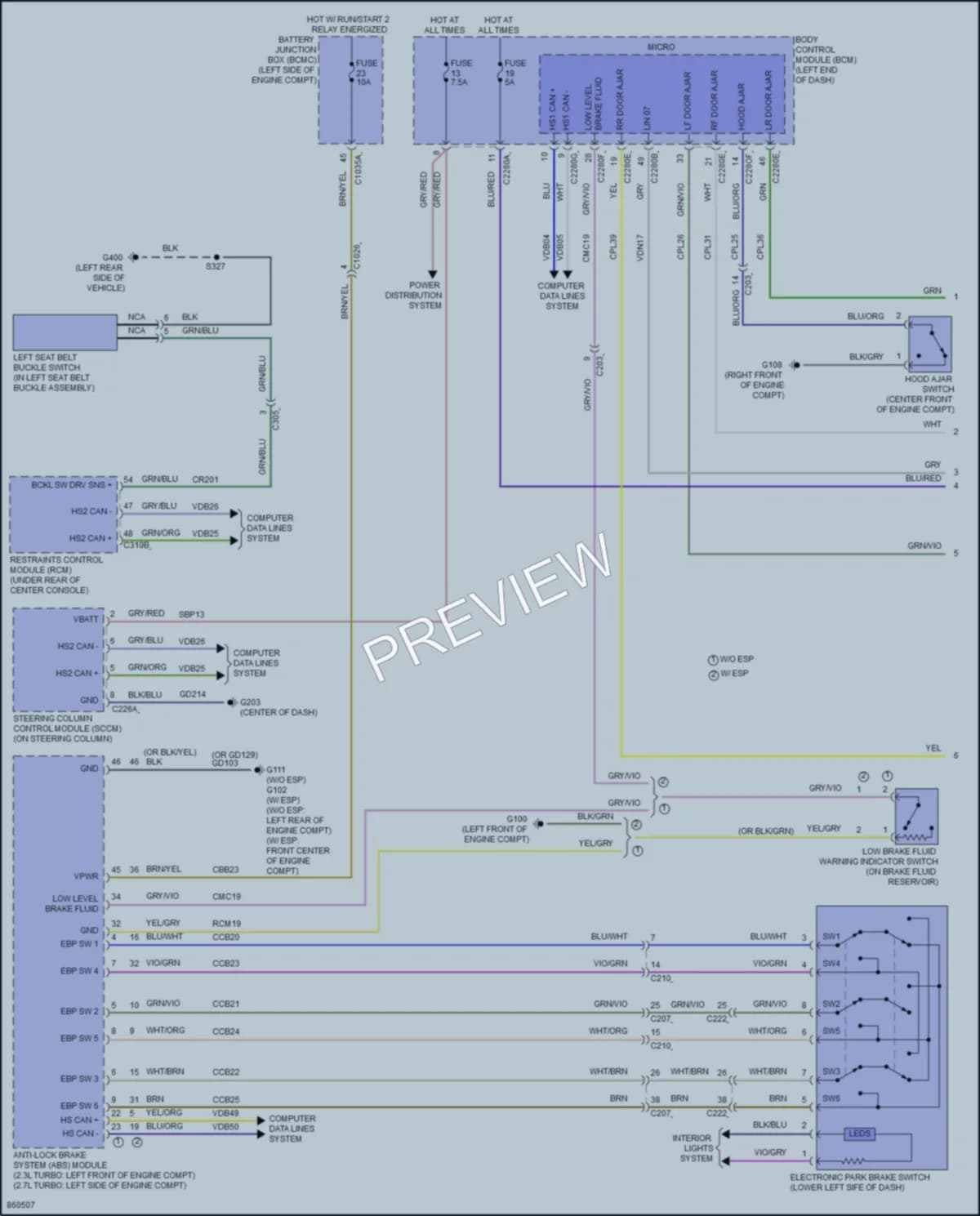 2024 Ford Bronco Warning Systems wiring diagram preview