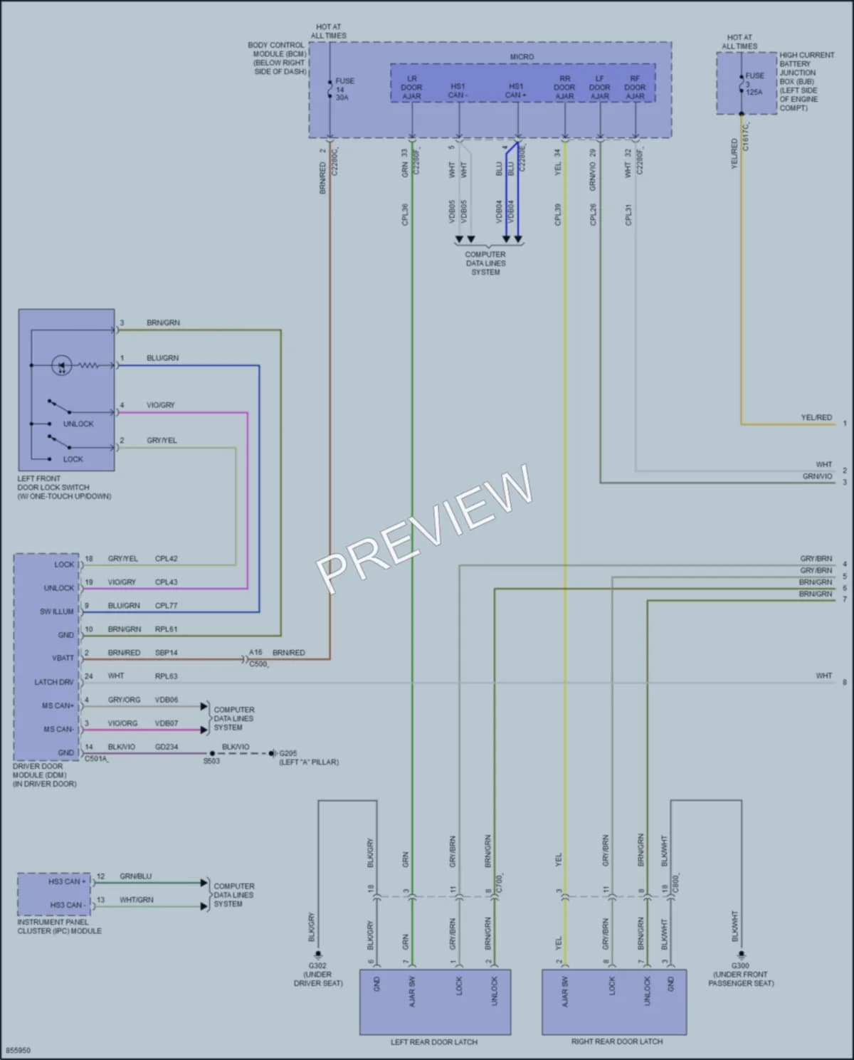 2024 Ford BroncoSport Power Door Locks wiring diagram preview