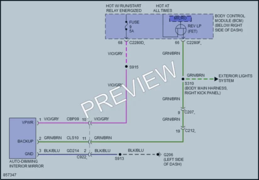 2024 Ford BroncoSport Power Mirrors wiring diagram preview