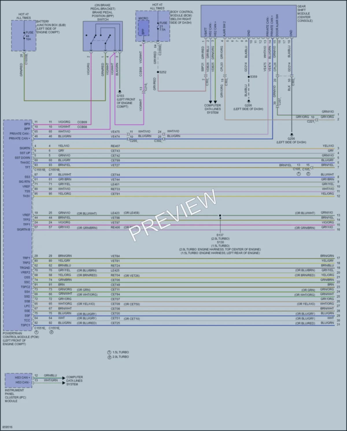 2024 Ford BroncoSport Transmission wiring diagram preview