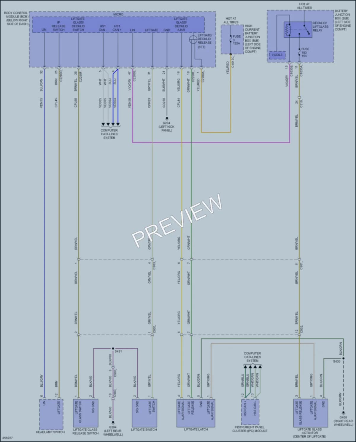 2024 Ford BroncoSport Trunk Tailgate Fuel Door wiring diagram preview