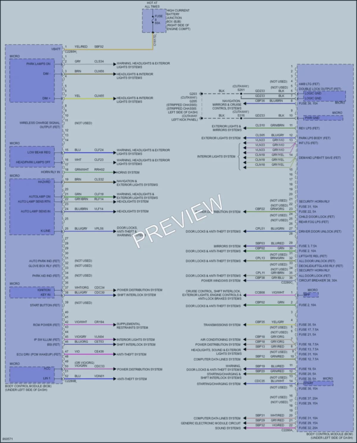 2024 Ford E350Econoline Body Control Modules wiring diagram preview