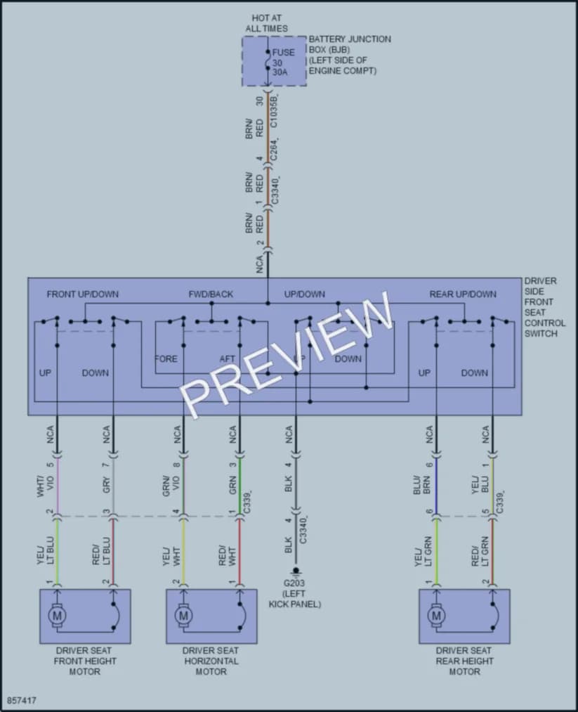 2024 Ford E350Econoline Power Seats wiring diagram preview