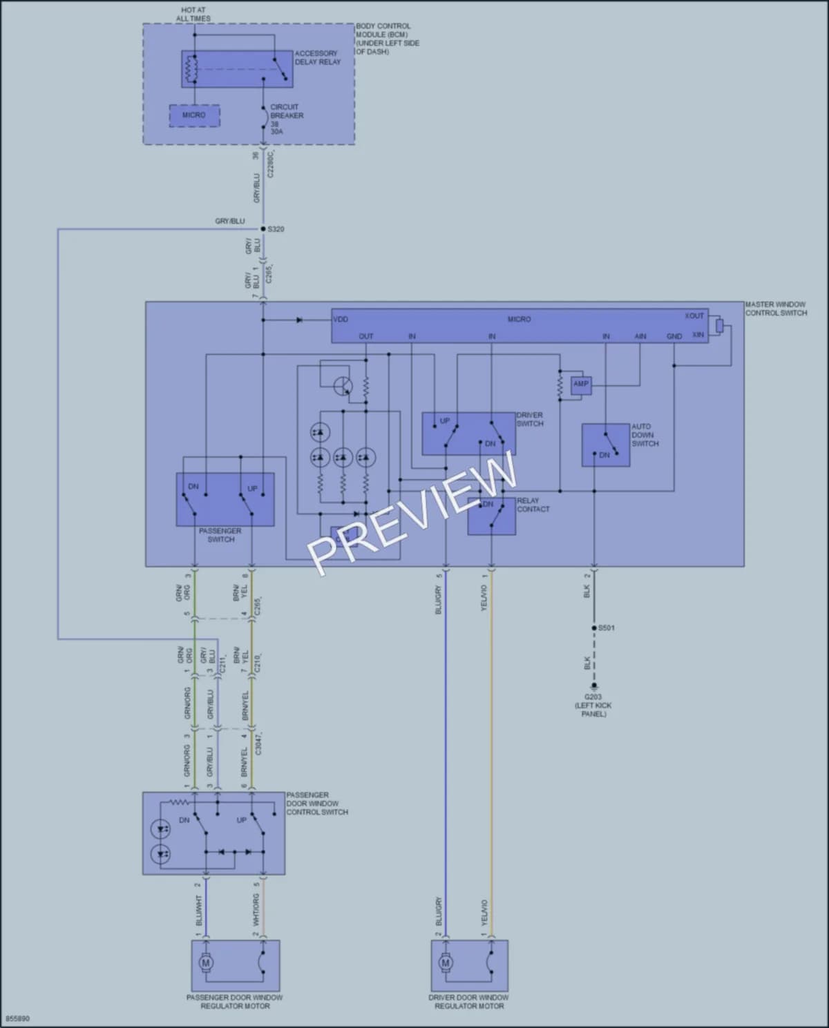 2024 Ford E350Econoline Power Windows wiring diagram preview