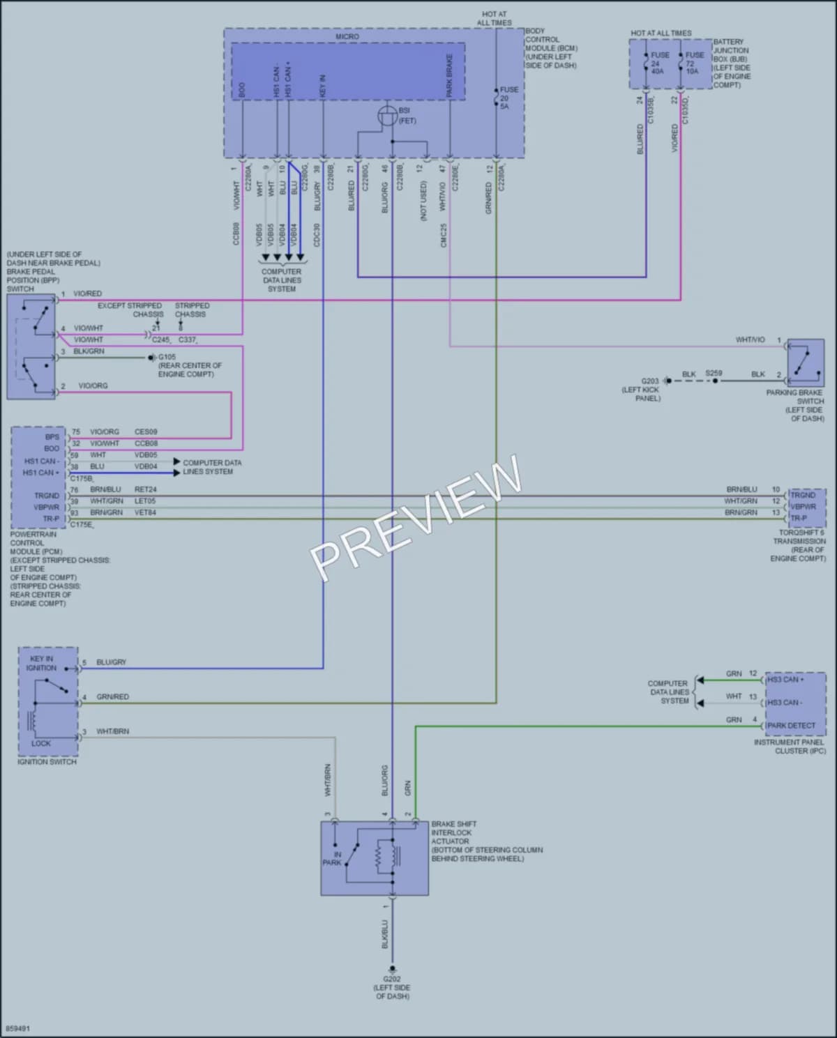 2024 Ford E350Econoline Shift Interlock wiring diagram preview