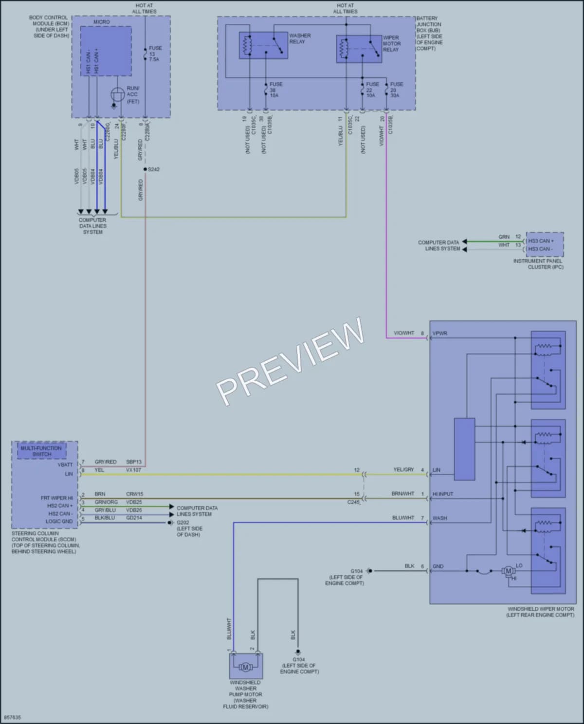 2024 Ford E350Econoline Wiper Washer wiring diagram preview
