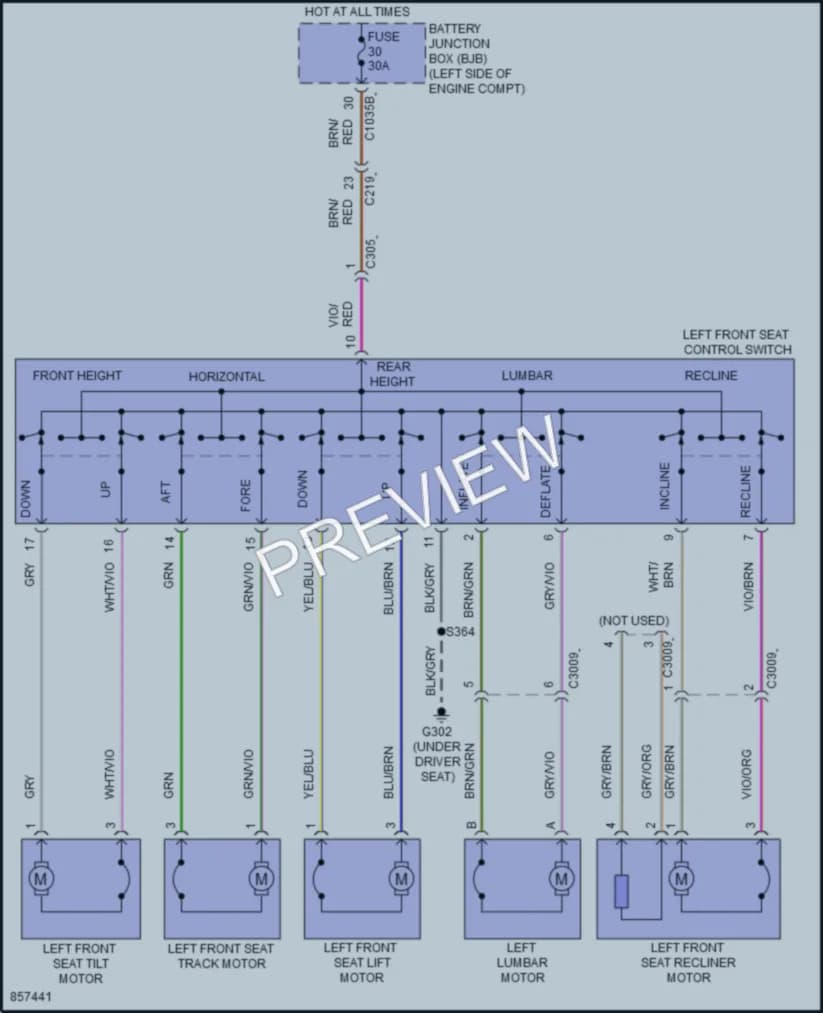 2024 Ford Escape Power Seats wiring diagram preview