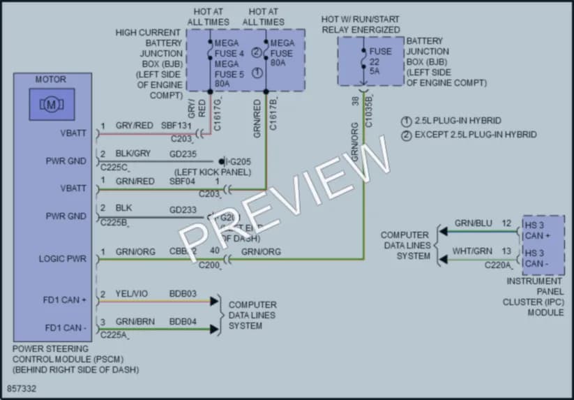 2024 Ford EscapeHybrid Electronic Power Steering wiring diagram preview