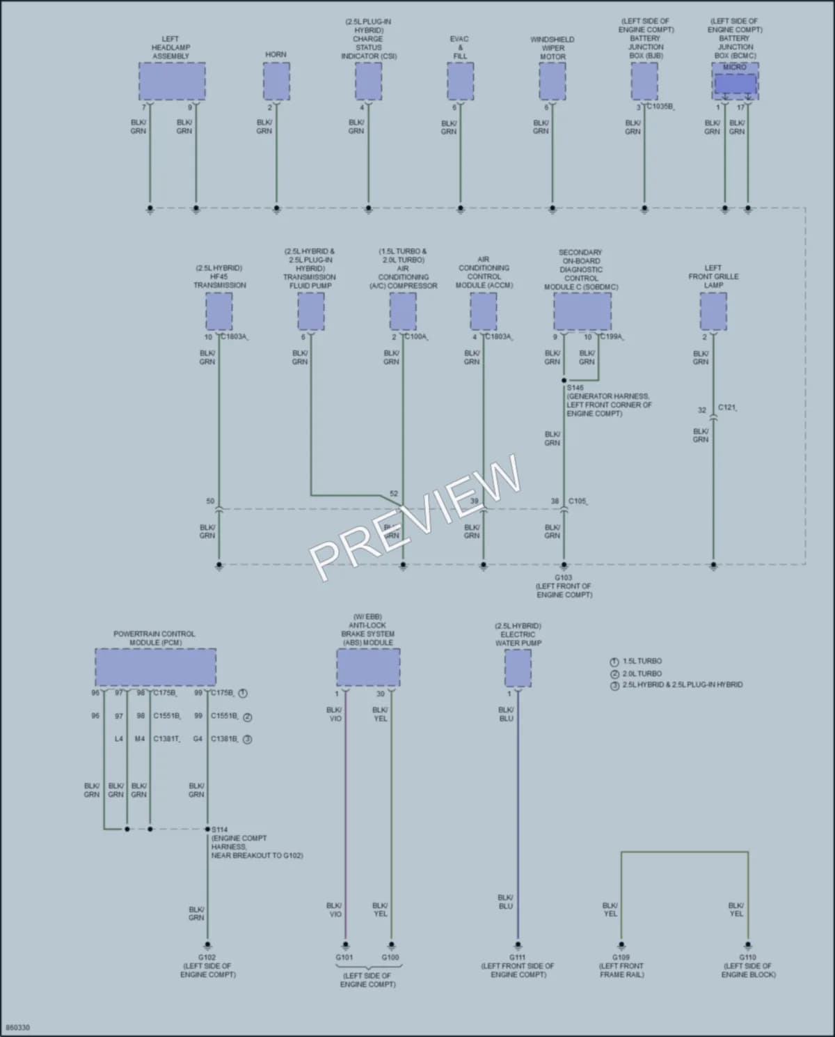 2024 Ford EscapeHybrid Ground Distribution wiring diagram preview
