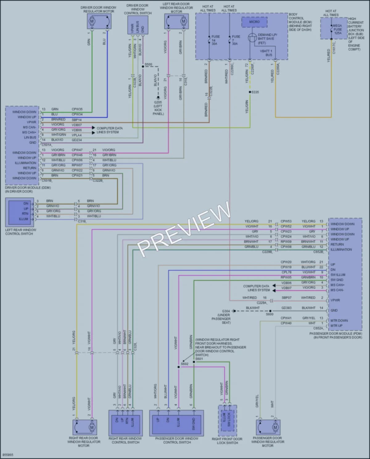 2024 Ford EscapeHybrid Power Windows wiring diagram preview