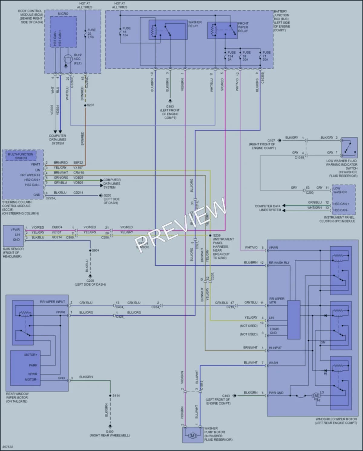 2024 Ford EscapeHybrid Wiper Washer wiring diagram preview