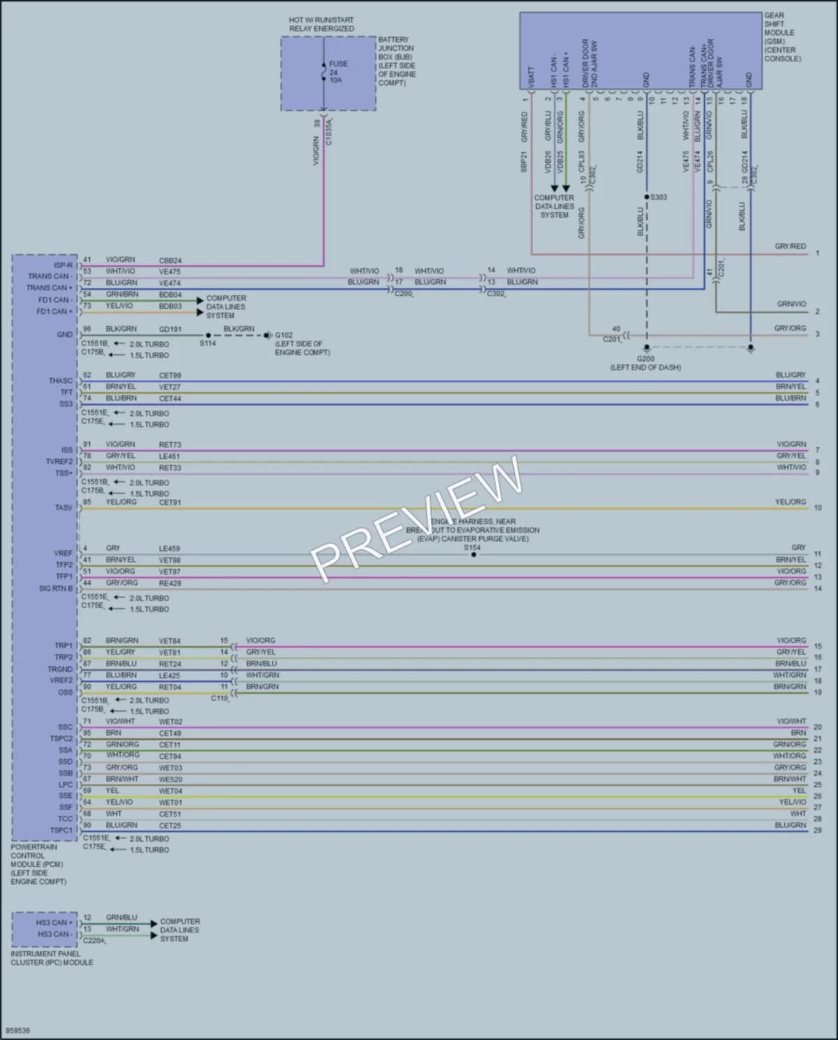 2024 Ford EscapePlugIn Transmission wiring diagram preview