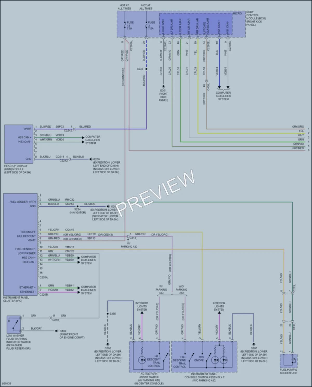 2024 Ford Expedition Instrument Cluster wiring diagram preview
