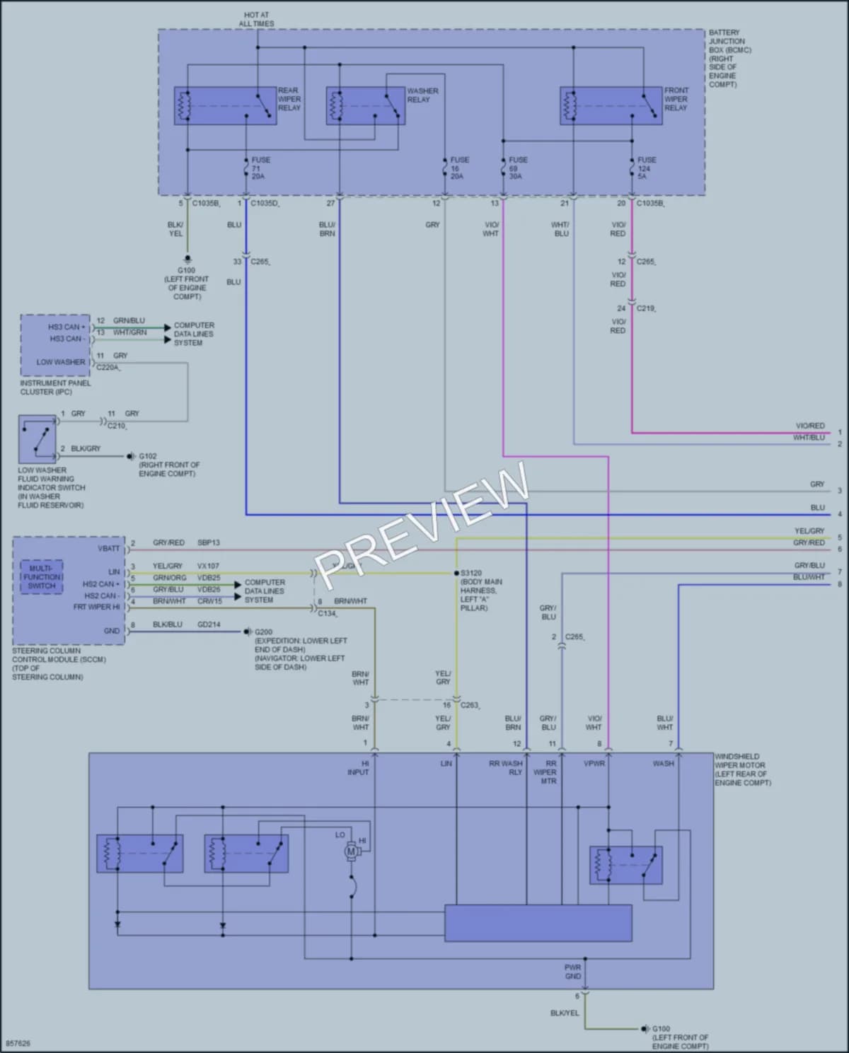 2024 Ford Expedition Wiper Washer wiring diagram preview