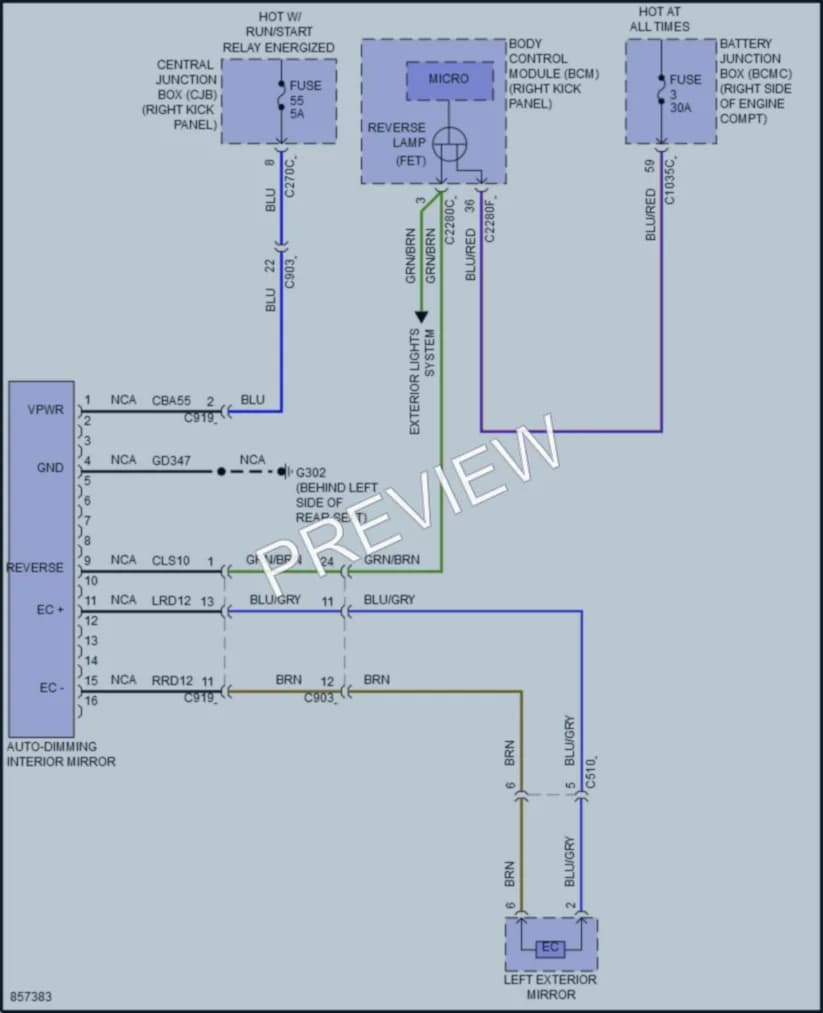 2024 Ford F150 Power Mirrors wiring diagram preview