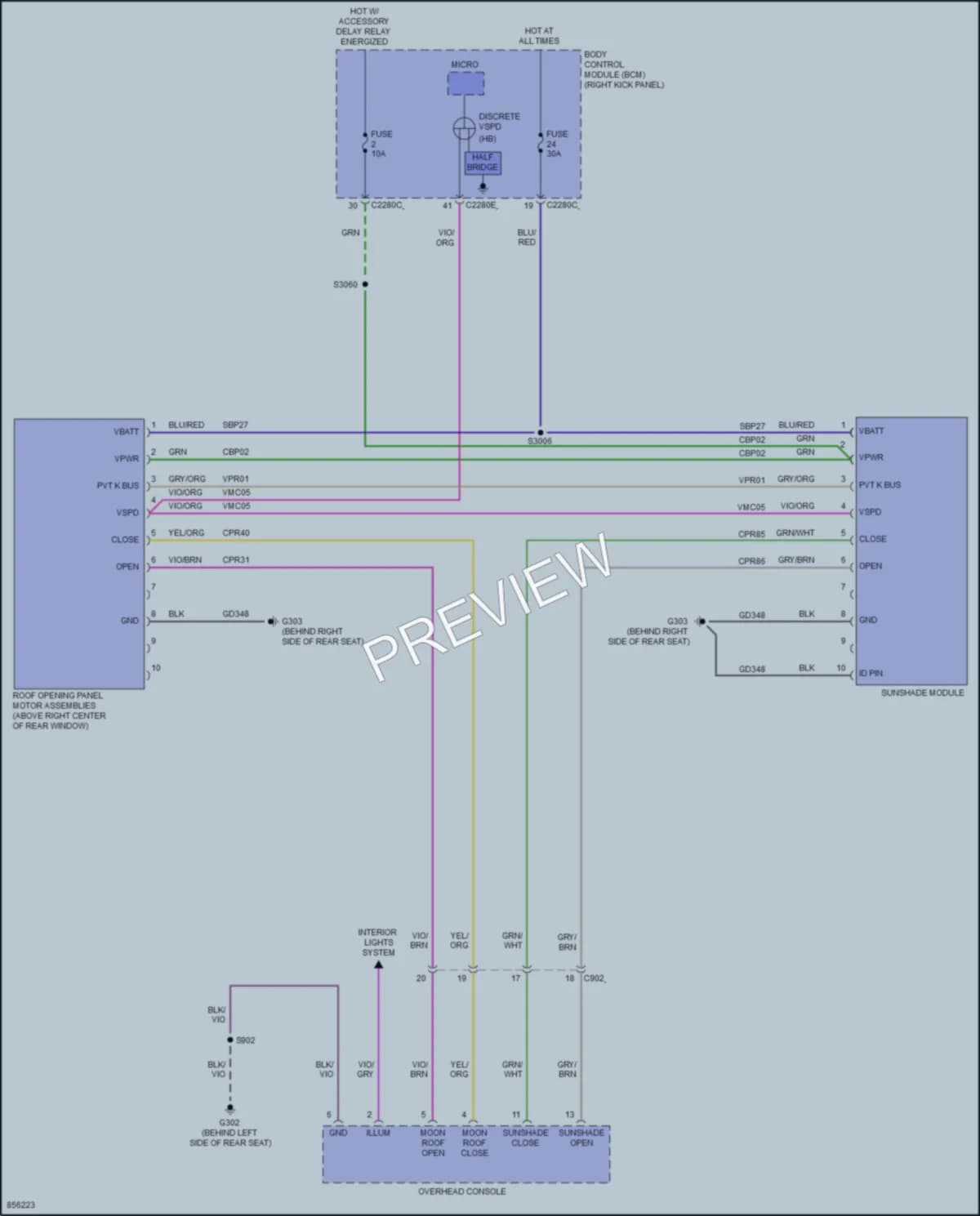 2024 Ford F150 Power Top Sunroof wiring diagram preview