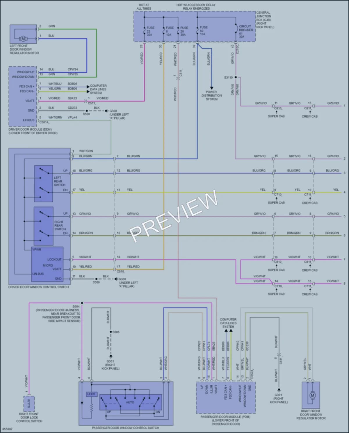 2024 Ford F150 Power Windows wiring diagram preview