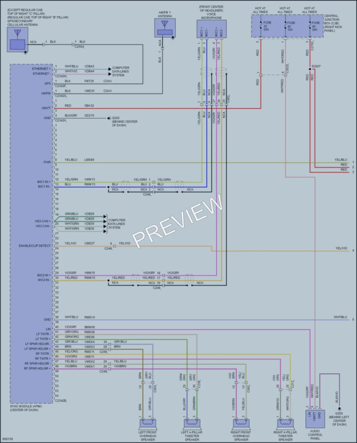 2024 Ford F150 Radio wiring diagram preview