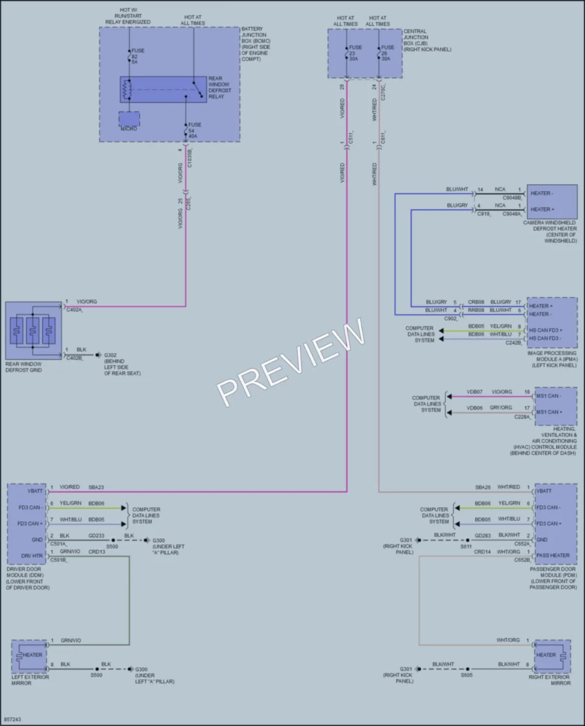 2024 Ford F150Hybrid Defoggers wiring diagram preview