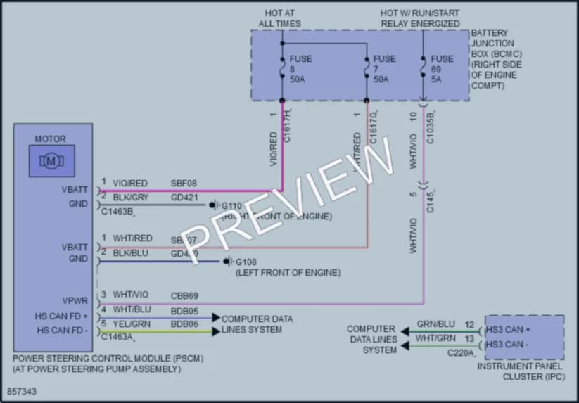 2024 Ford F150Hybrid Electronic Power Steering wiring diagram preview