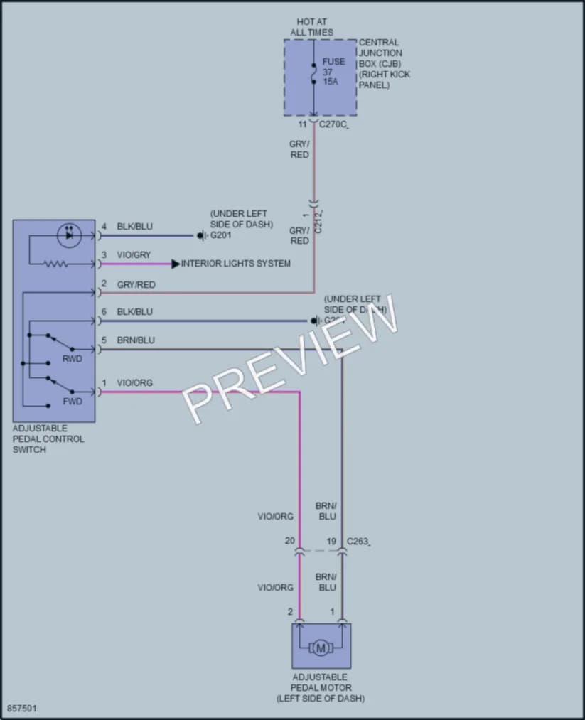 2024 Ford F150Hybrid Power Seats wiring diagram preview