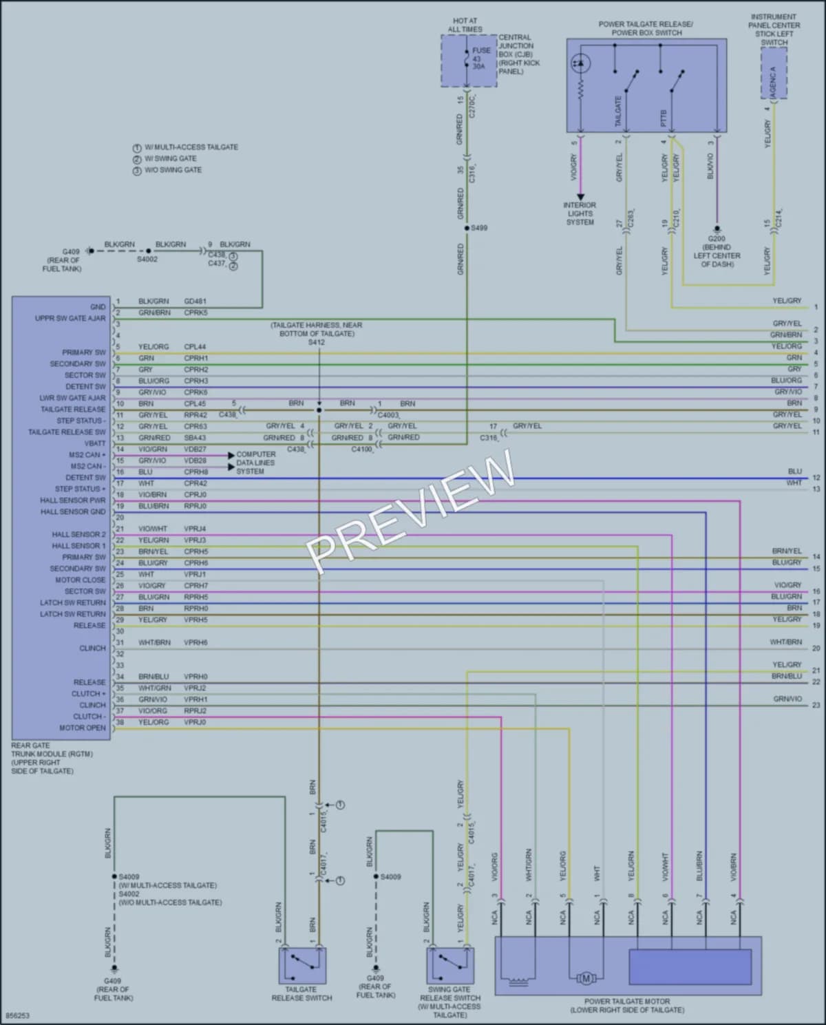 2024 Ford F150Hybrid Trunk Tailgate Fuel Door wiring diagram preview