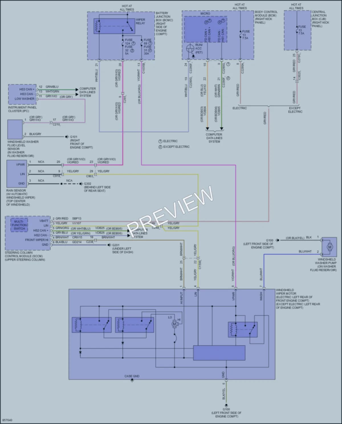 2024 Ford F150Hybrid Wiper Washer wiring diagram preview
