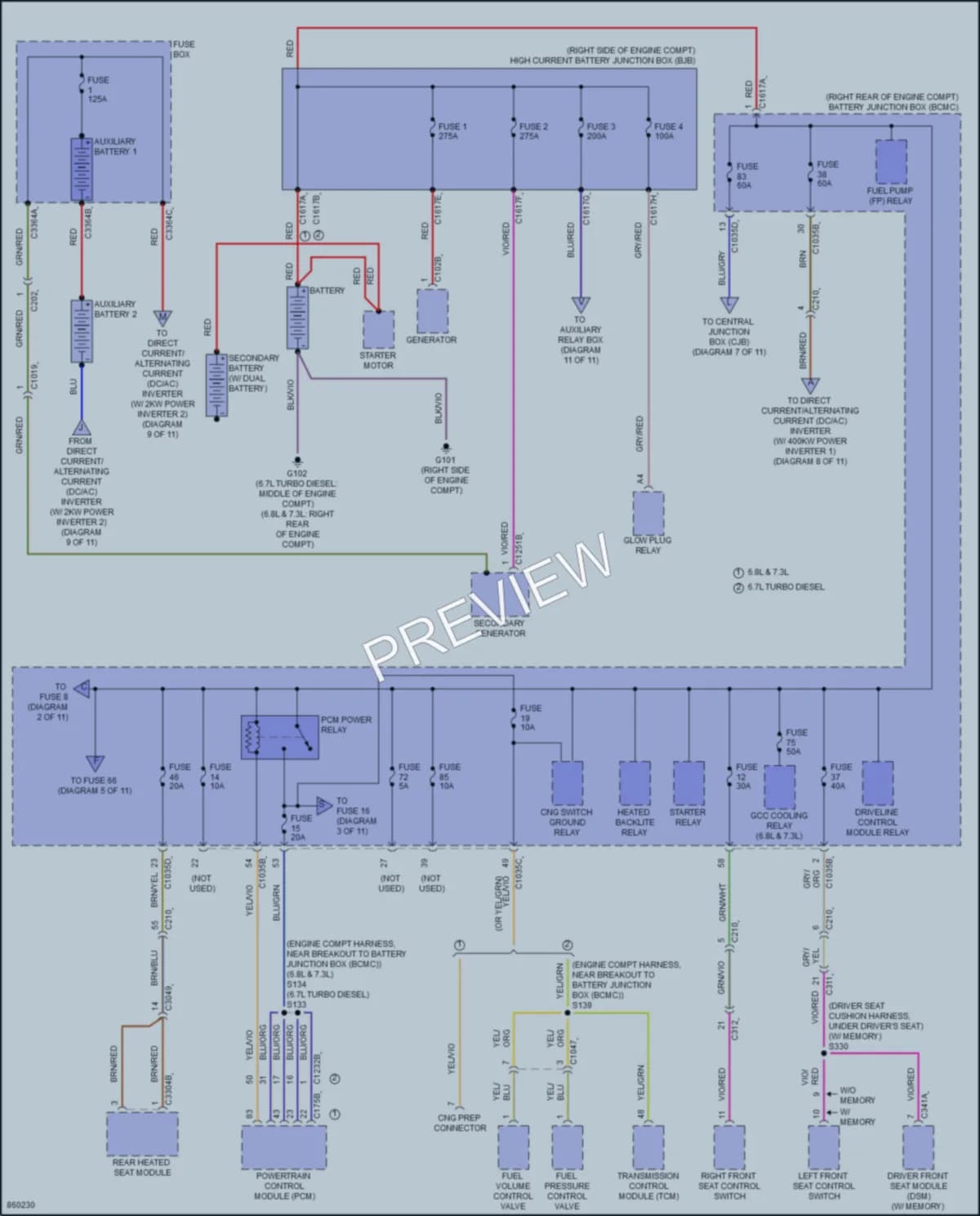 2024 Ford F250SuperDuty Power Distribution wiring diagram preview