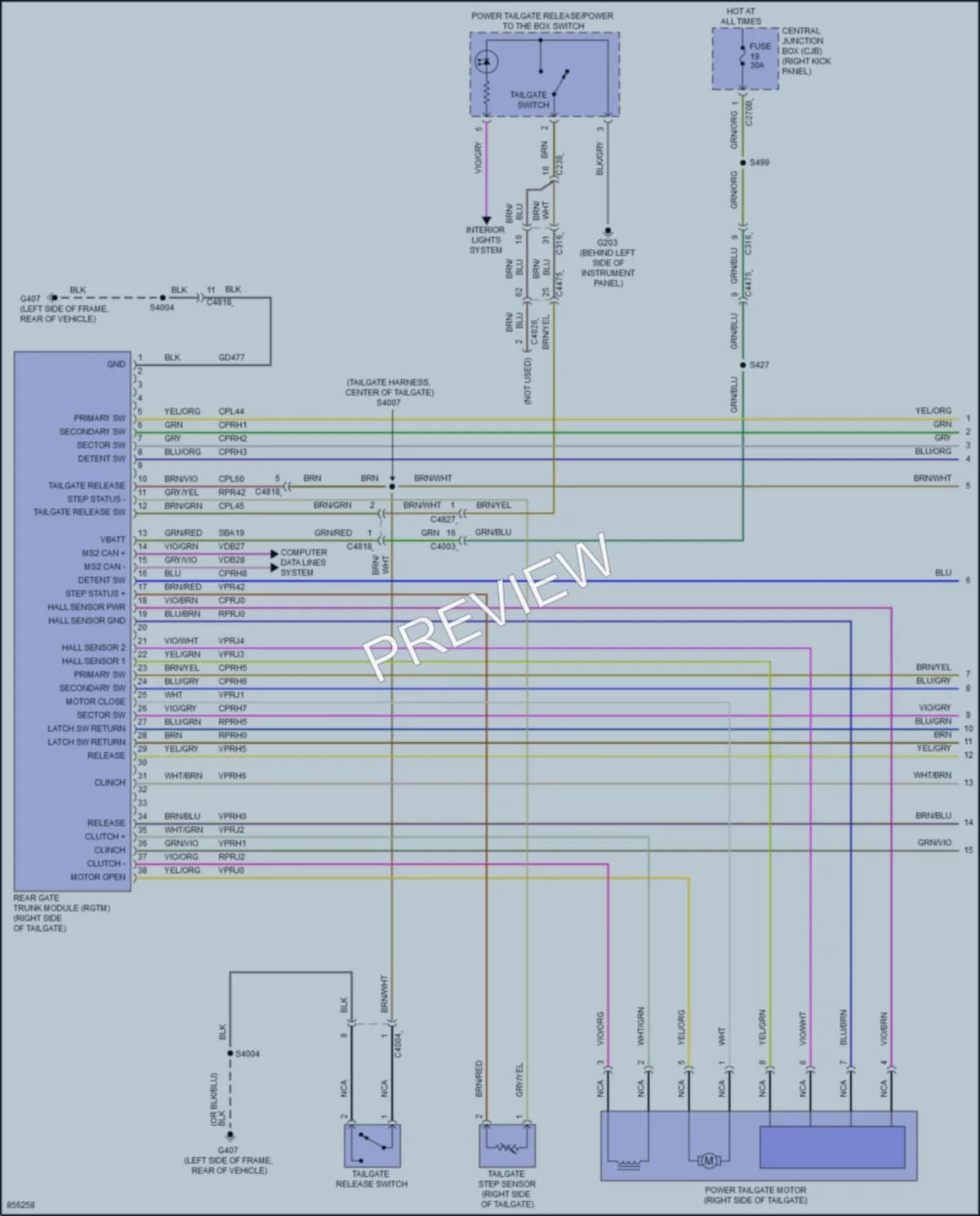 2024 Ford F250SuperDuty Trunk Tailgate Fuel Door wiring diagram preview