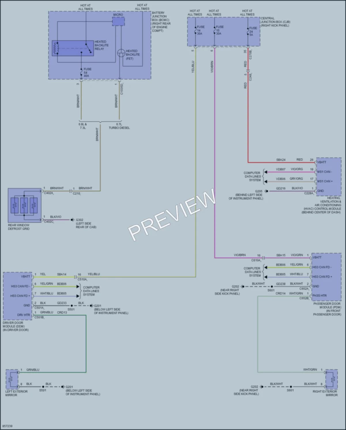 2024 Ford F350SuperDuty Defoggers wiring diagram preview