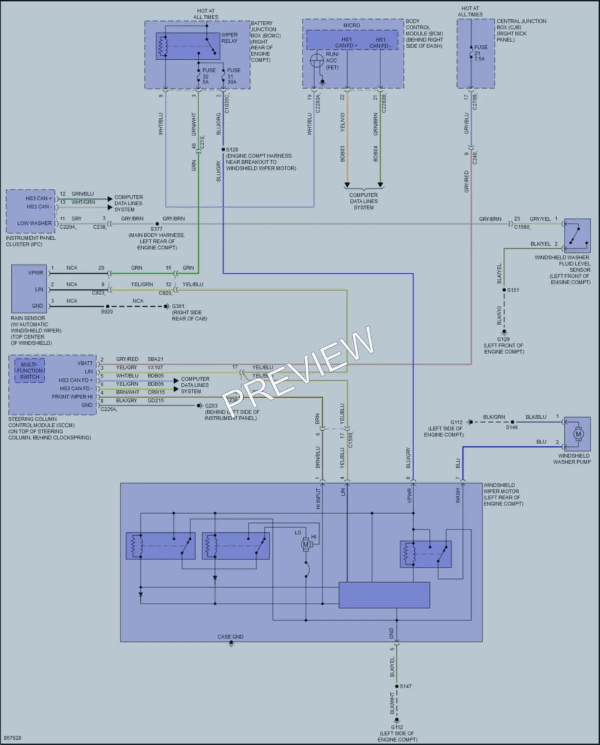 2024 Ford F450SuperDuty Wiper Washer wiring diagram preview